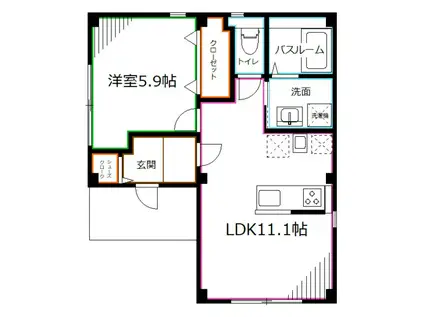 メイワファイブ(1LDK/1階)の間取り写真