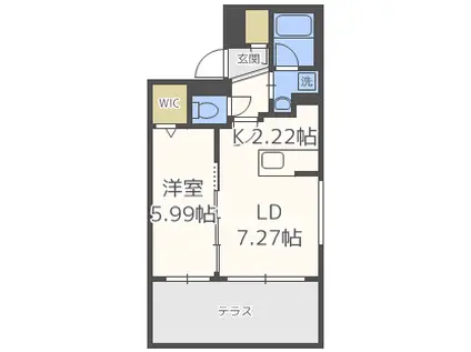 フェーラ シュヴァル平岸(1LDK/2階)の間取り写真