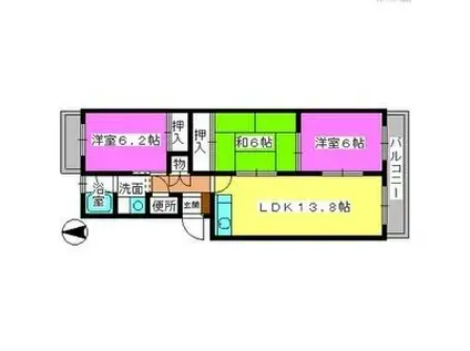 サンハイツやひろ(3LDK/2階)の間取り写真