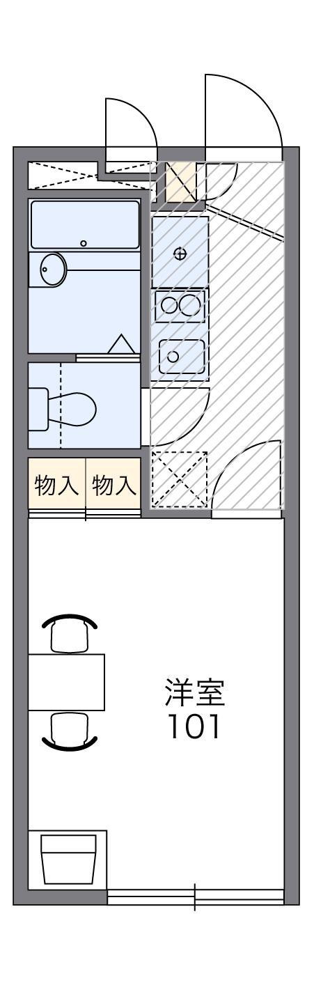 レオパレス来夢(1K/1階)の間取り写真