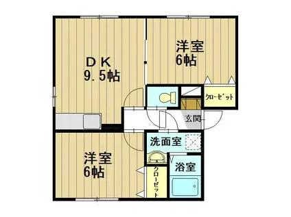 サニーライフA(2DK/2階)の間取り写真