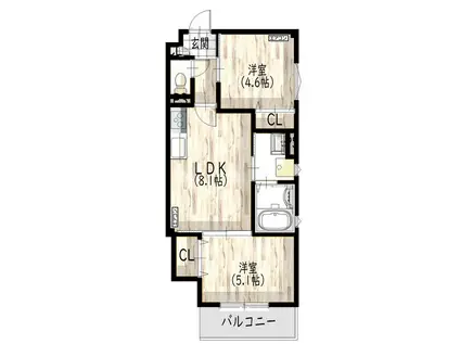 クリエオーレ庄屋I(2LDK/2階)の間取り写真