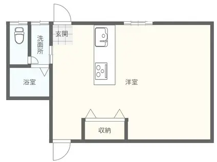 JR田沢湖線 大釜駅 徒歩75分 2階建 築38年(ワンルーム/1階)の間取り写真
