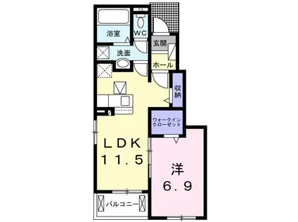ルミエール・伏見(1LDK/1階)の間取り写真