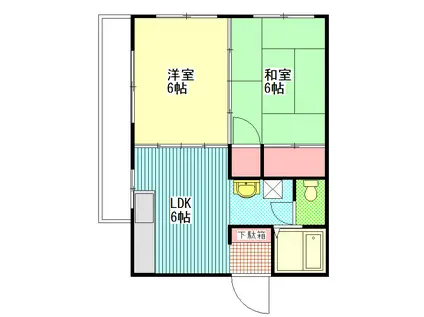 第2鈴木コーポ(2DK/3階)の間取り写真