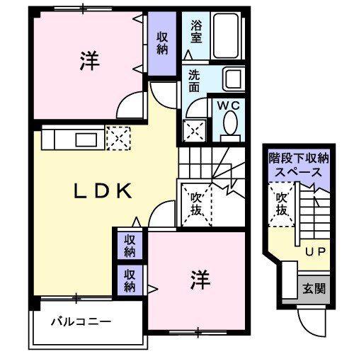 ブルックサイドエレガンス(2LDK/2階)の間取り写真