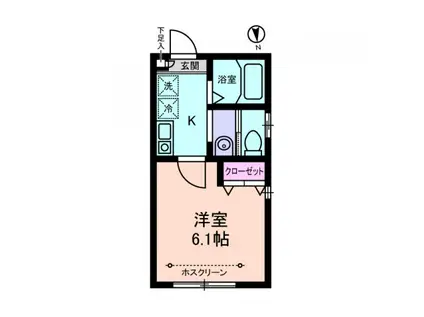 グランドール足立(1K/2階)の間取り写真