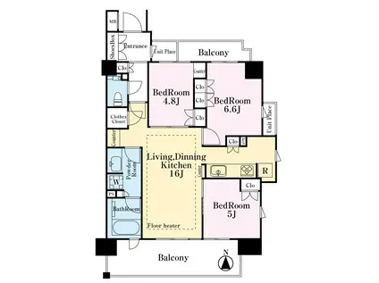 パークホームズ元住吉テラス(3LDK/2階)の間取り写真