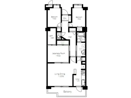 ロイヤルステージ北野(3LDK/5階)の間取り写真
