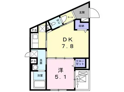 アルシア代田橋(1DK/4階)の間取り写真