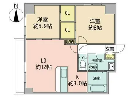 モデナ近代美術館(2LDK/7階)の間取り写真
