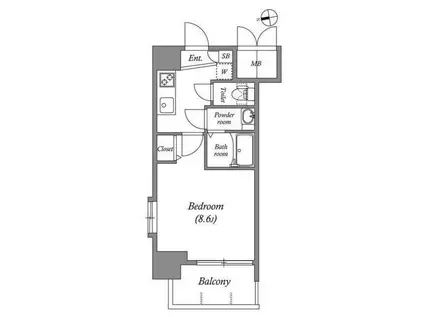 スプランディッドVII(1K/4階)の間取り写真
