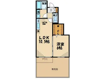 ELMY国領(1LDK/1階)の間取り写真