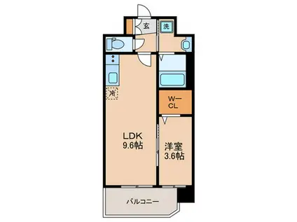 ソルテラス京都JUJO華(1LDK/2階)の間取り写真