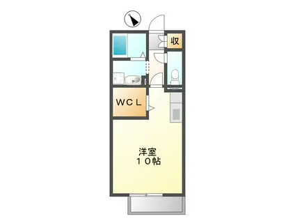 近鉄名古屋線 江戸橋駅 徒歩12分 2階建 築19年(ワンルーム/1階)の間取り写真