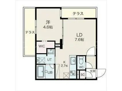 ALTUS南平岸(1LDK/1階)の間取り写真