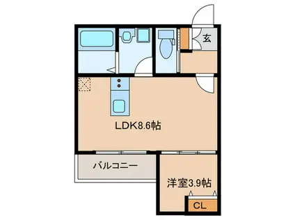 クレシア苅田(1LDK/2階)の間取り写真
