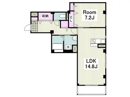エルカーサ逗子B(1LDK/1階)の間取り写真