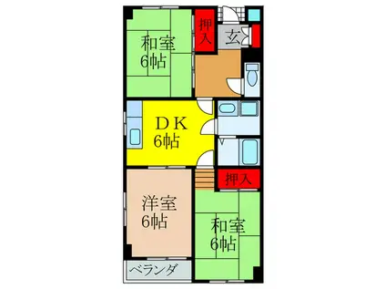 サンハイツ北豊島(3DK/1階)の間取り写真