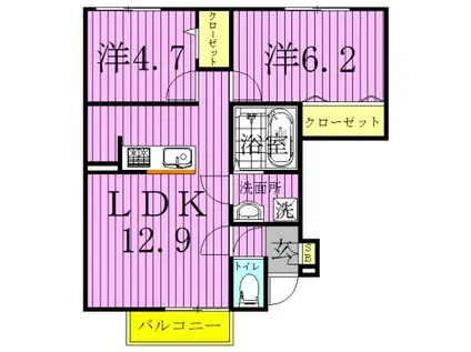 アネックス2(2LDK/1階)の間取り写真