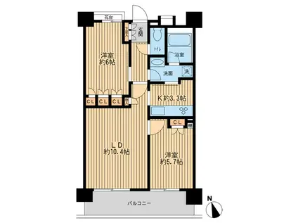 レジデンス八王子明神町(2LDK/12階)の間取り写真