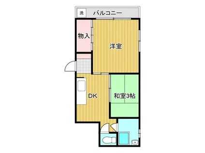 ホースタイ南(2K/4階)の間取り写真