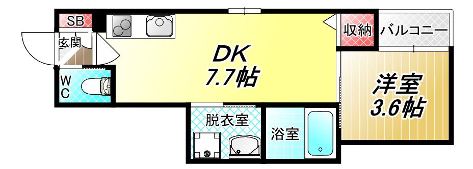 DEAR KINDAI(1DK/1階)の間取り写真