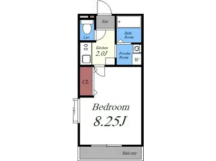 シャモニー(1K/1階)の間取り写真