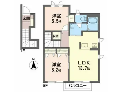 KブランシェA(2LDK/2階)の間取り写真