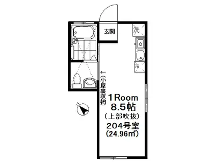 フォレスト1(ワンルーム/2階)の間取り写真