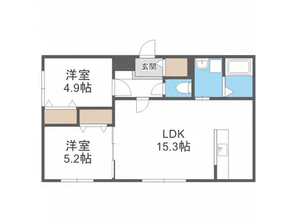 PROUD227(2LDK/4階)の間取り写真