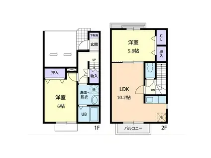 GRAND SOLEIL II(2LDK/1階)の間取り写真