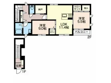 プロヌーブ位式(2LDK/2階)の間取り写真