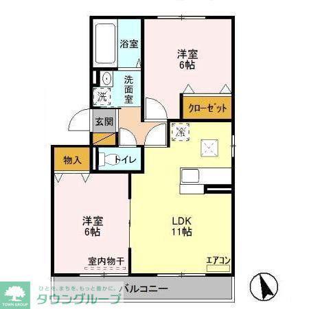 ル・シエル(2LDK/1階)の間取り写真