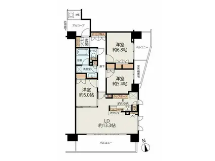 ザ・パークハウス仙台駅前(3LDK/10階)の間取り写真