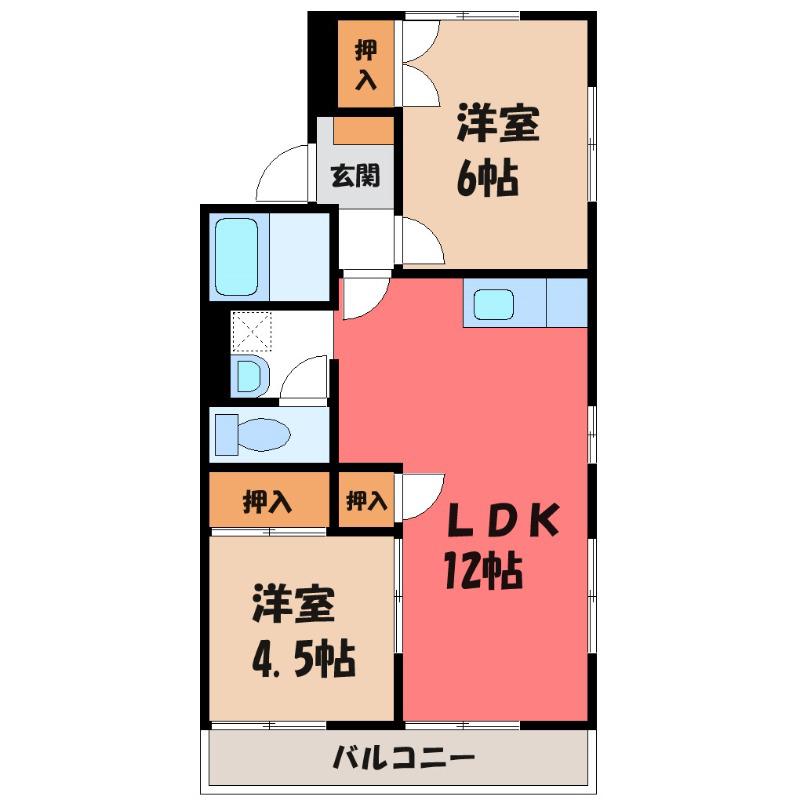 エステートミライ(2LDK/1階)の間取り写真