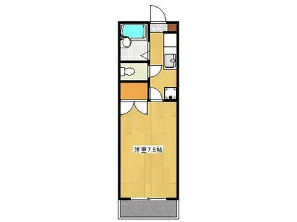 モイセス水前寺2丁目(1K/3階)の間取り写真