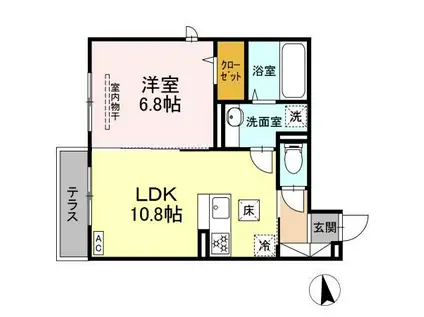 GRAND D-ROOM 島内新橋(1LDK/1階)の間取り写真