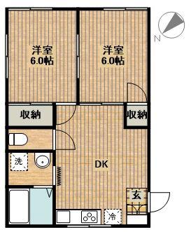 ロイヤルコーポ中原(2DK/1階)の間取り写真