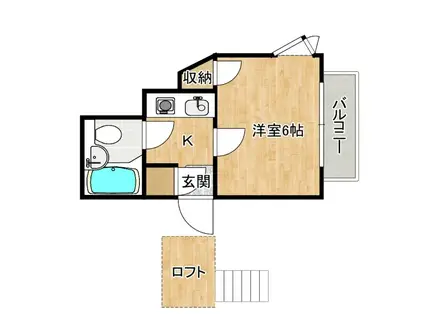 ジュネパレス千葉第31(1K/2階)の間取り写真