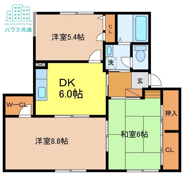 フローラルパレスONOUE(3DK/1階)の間取り写真