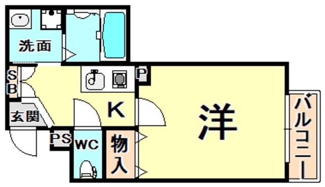 CASA REGIO神戸元町(1K/3階)の間取り写真