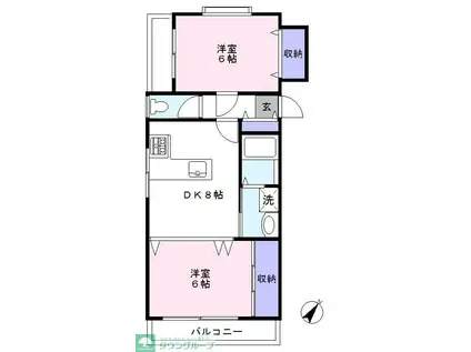 グランドハイツ中村(2DK/3階)の間取り写真