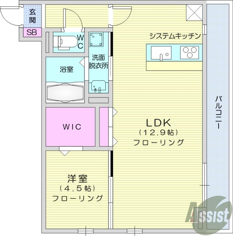 ABUNDANT 1(1LDK/2階)の間取り写真