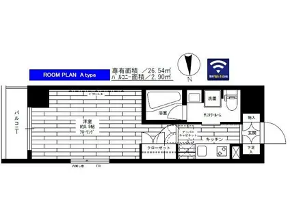 ステージグランデ亀戸アジールコート(1K/13階)の間取り写真