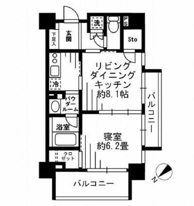 レジディア池尻大橋(1LDK/11階)の間取り写真