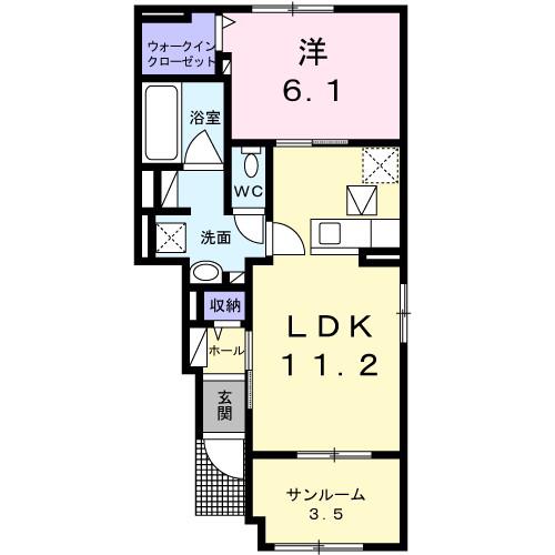 エクセレント・ヴィラ富田A(1LDK/1階)の間取り写真