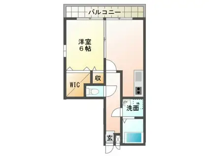 フォンテーヌ(1DK/1階)の間取り写真