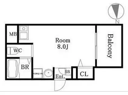 ひふみ苑天満橋(ワンルーム/8階)の間取り写真