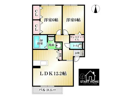 ミアータ(2LDK/2階)の間取り写真